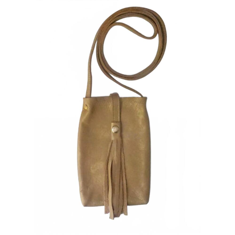 NEW BEAUDIN women's leather phone purse in bronze